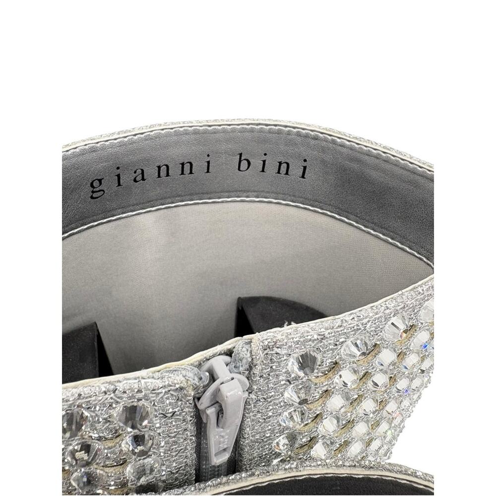 Gianni Bini Lowry Rhinestone Foldover Tall Boots Silver Glitter Zipper Size 7 - Picture 11 of 12